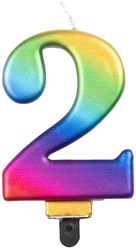 Taartkaarsje Nummer 2 Regenboog