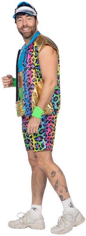 Foute Party Outfit Neon Panter Heren (zijkant)