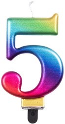 Taartkaarsje Nummer 5 Regenboog