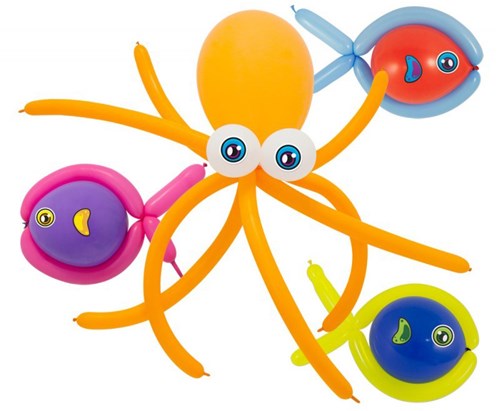 Ballondecoratie Vissen 3st. + Inktvis