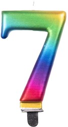 Taartkaarsje Nummer 7 Regenboog