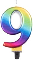 Taartkaarsje Nummer 9 Regenboog