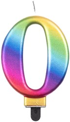Taartkaarsje Nummer 0 Regenboog