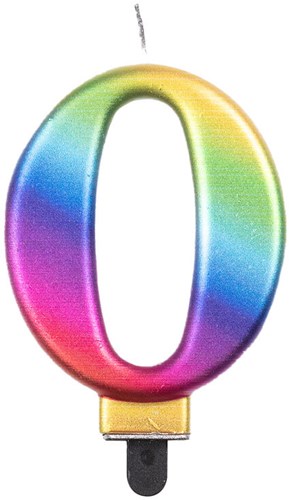 Taartkaarsje Nummer 0 Regenboog