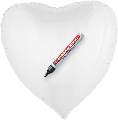 Beschrijfbare Folieballon Hartje XL Wit (80x75cm)