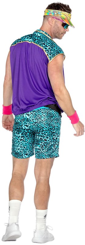 Foute Party Outfit Heren Panter Turquoise-Roze (achterkant)