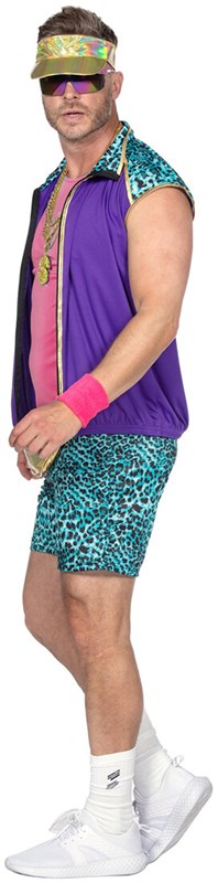 Foute Party Outfit Heren Panter Turquoise-Roze (zijkant)