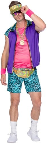 Foute Party Outfit Heren Panter Turquoise-Roze