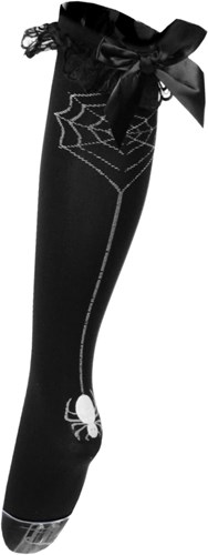 Sexy Overknee Zwart Luxe met Spinnenweb