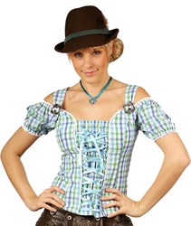 Tiroler Dames Blouse Claire Blauw/Groen