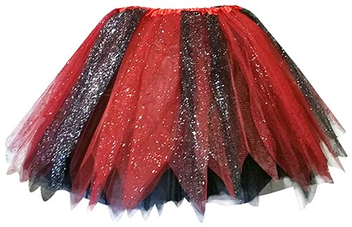Glitter Tule Rokje Zwart/Rood