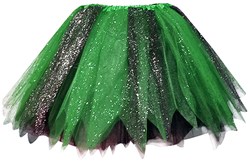 Glitter Tule Rokje Zwart/Groen