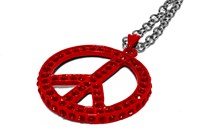 Peace Ketting Rood + Strass -2