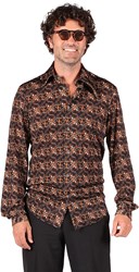 Heren Seventies Retro Blouse Black Groovy