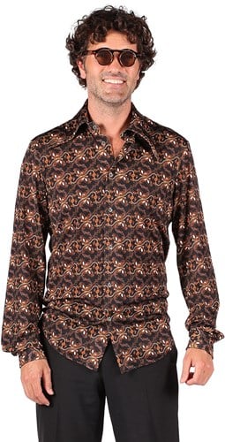 Heren Seventies Retro Blouse Black Groovy