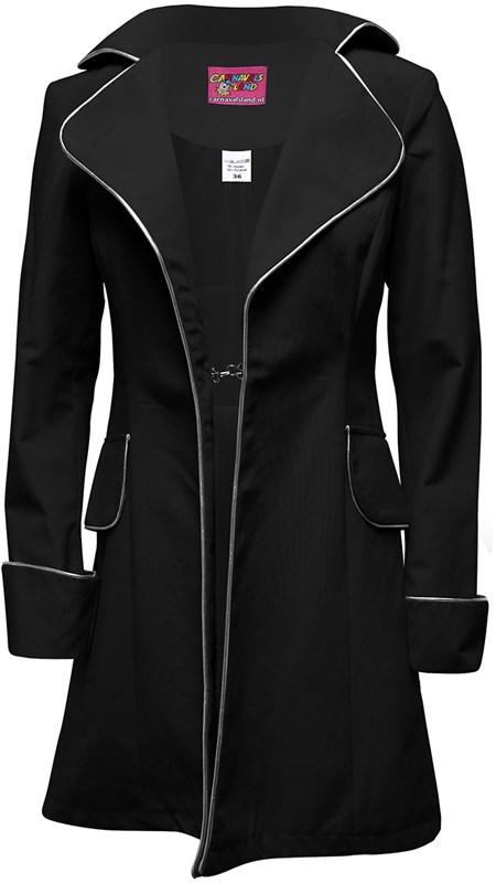 Damesjas Zwart Luxe met Zilveren Piping