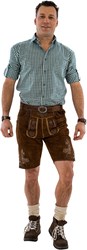 Heren Lederhose Kort Luxe Bruin Antiek met Riem 