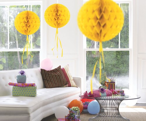 Decoratie Bol Geel 30cm 