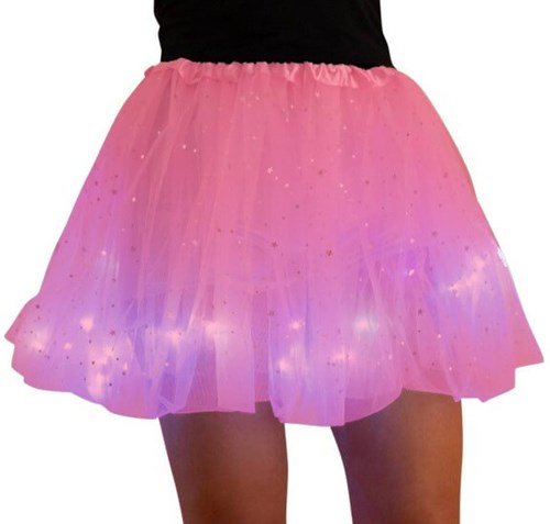 Tule Rokje Roze met Gekleurde LED-lichtjes