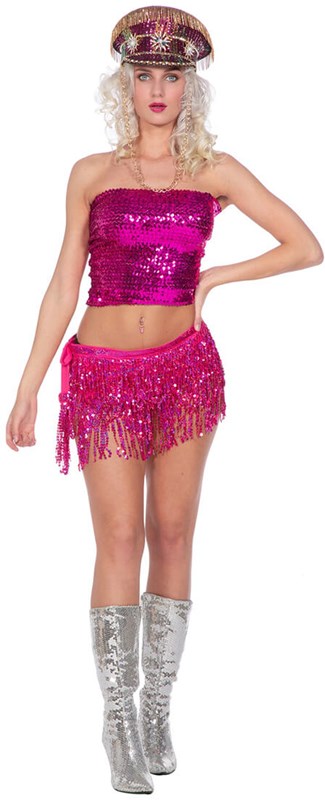 Festival Heupdoek Pailletten Pink (1)