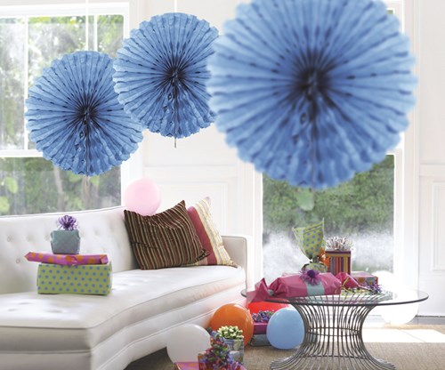 Decoratie Waaier Lichtblauw 45cm