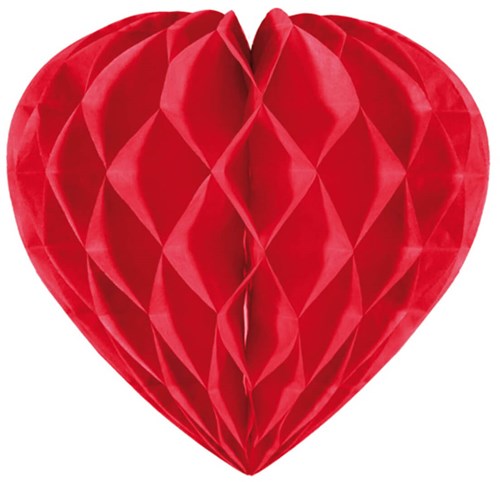 Decoratie Honeycomb Hartje Rood 30cm (product)
