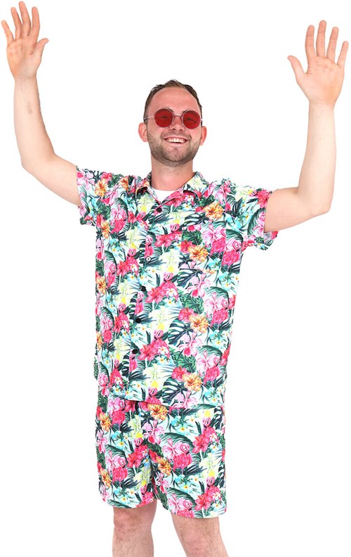 Festival Outfit Heren Hawaii Flamingo (1)