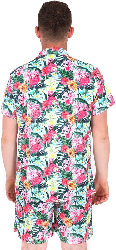 Festival Outfit Heren Hawaii Flamingo (achterkant)