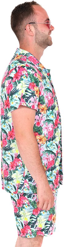 Festival Outfit Heren Hawaii Flamingo (zijkant)