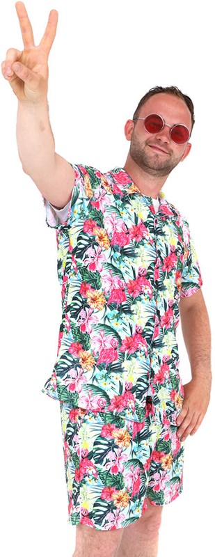 Festival Outfit Heren Hawaii Flamingo