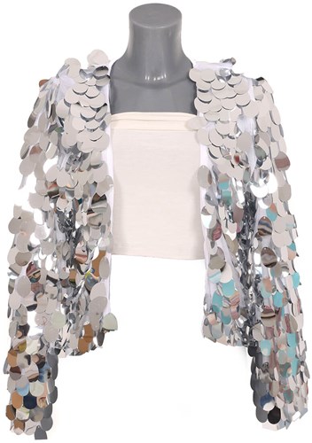 Pailletten Jas Holographic Zilver Kort