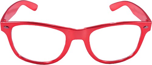 Blues Brother Bril Metallic Rood met blank glas