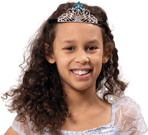 Diadeem IJsprinses met Strass Blauw