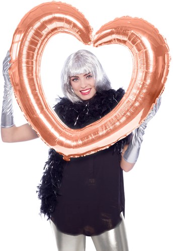 Folieballon Fotolijst Hartvormig Rosé Goud (80x70cm)