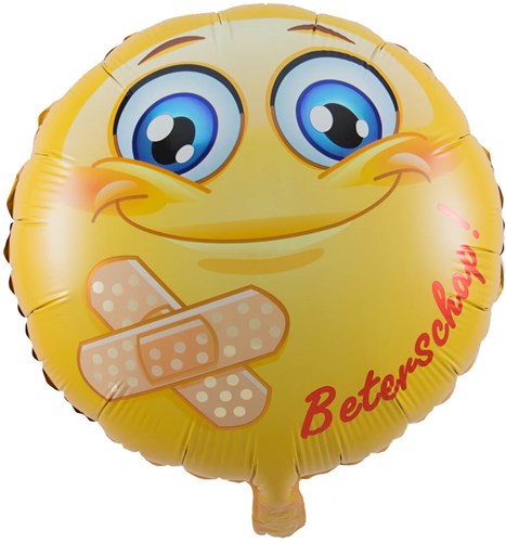 Folieballon Smiley Beterschap (45cm)