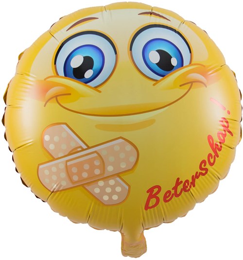 Folieballon Smiley Beterschap (45cm)