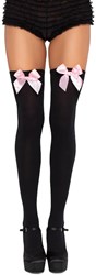 Sexy Overknee Kousen Zwart met Roze Strik