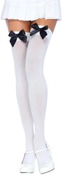 Sexy Overknee Kousen Wit met Zwarte Strik