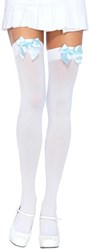 Sexy Overknee Kousen Wit met Lichtblauwe Strik
