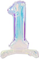 Staande Folieballon Cijfer 1 Iriserend - 72cm