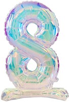 Staande Folieballon Cijfer 8 Iriserend - 72cm