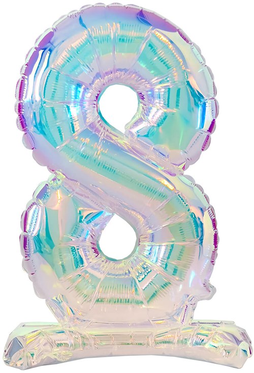 Staande Folieballon Cijfer 8 Iriserend - 72cm