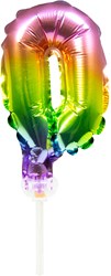 Taart Topper Folieballon Cijfer 0 Regenboog 13cm