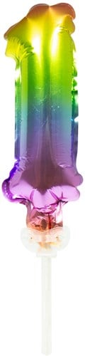 Taart Topper Folieballon Cijfer 1 Regenboog 13cm