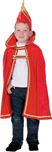 Kinder Prinsencape fluweel Rood 