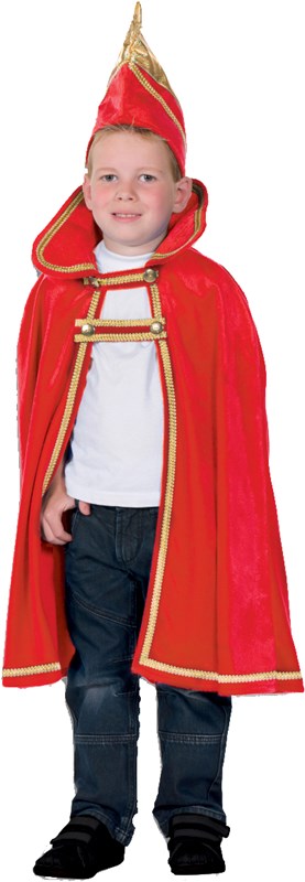 Kinder Prinsencape fluweel Rood 
