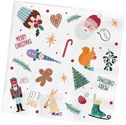 Kerst Servetten Holly Jolly 20st - 33x33cm