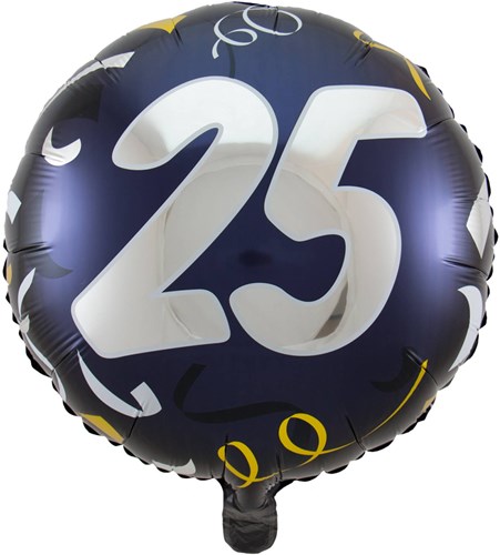 Folieballon 25 Zwart/Goud 45cm