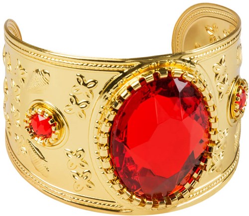 Gouden Armband met Grote Rode Diamant (detail)