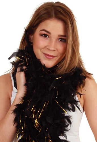 Boa Glamour Zwart met Gouden Tinsel (50gram)